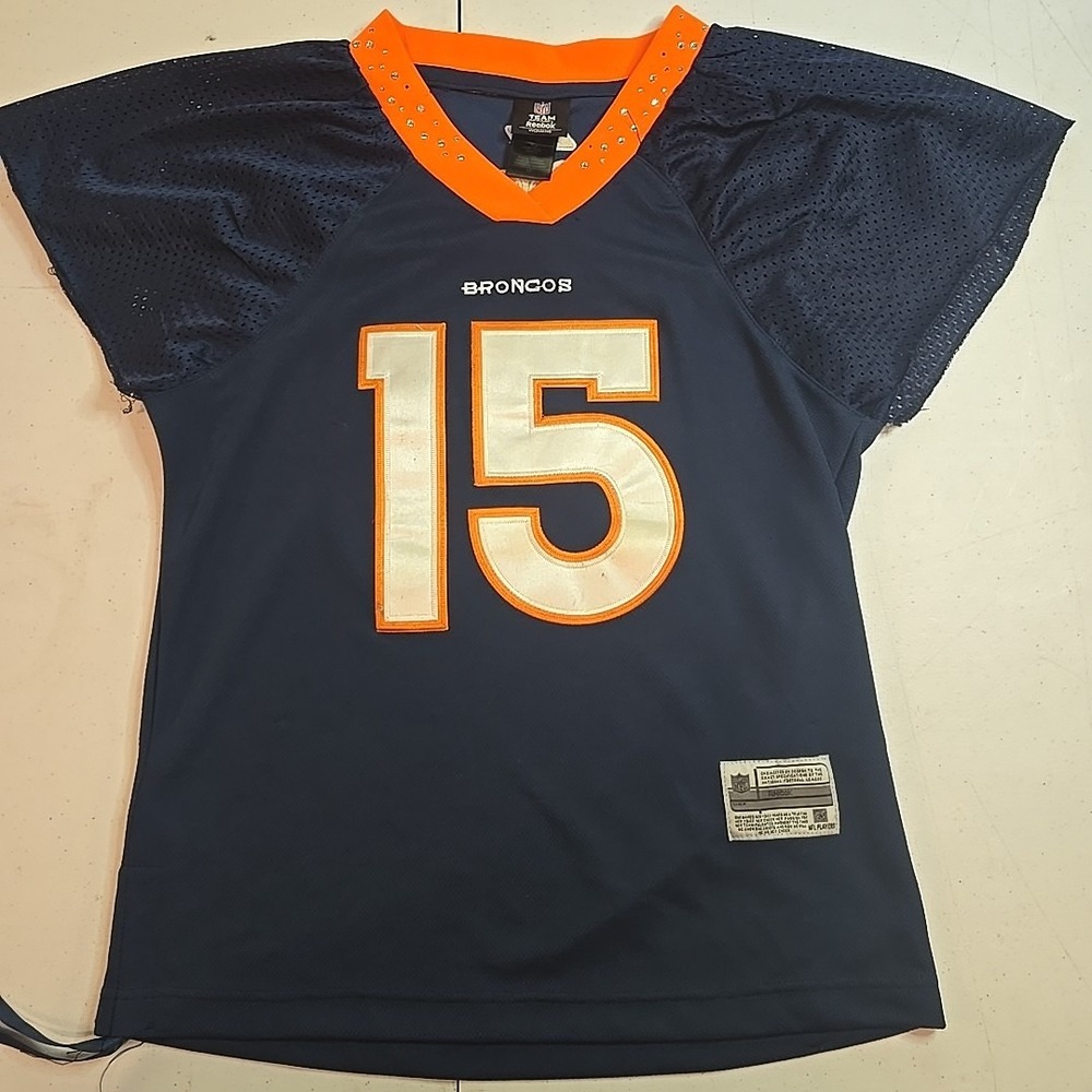Ladies Reebok Tim Tebow Denver Broncos‎ Jersey Sz M 15 Rhinestone Collar Rare